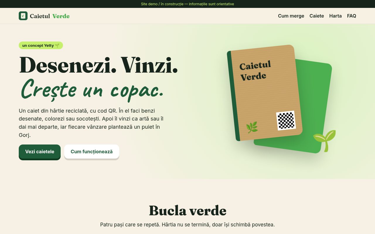 Captură de pe demo-ul Caietul Verde