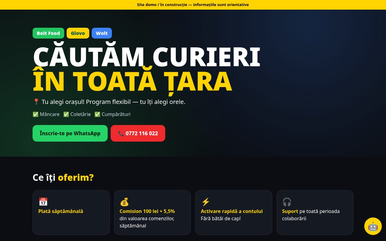 Captură de pe site-ul Curieri
